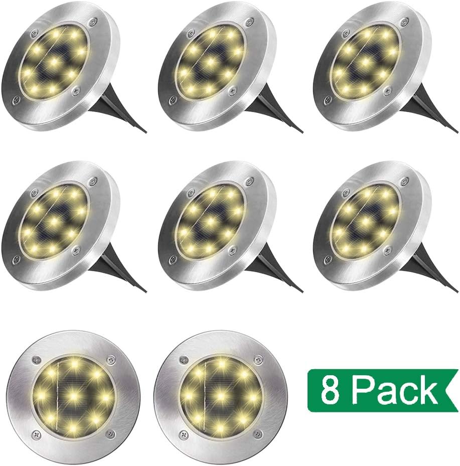 Pahajim Lampe Solaire Extérieur Jardin de Sol 8 LEDs Blanc Chaud