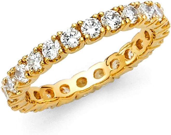 14k Solid Yellow Gold Eternity Band Stackable Ring Channel Set Endless Wedding Band 2.6 MM