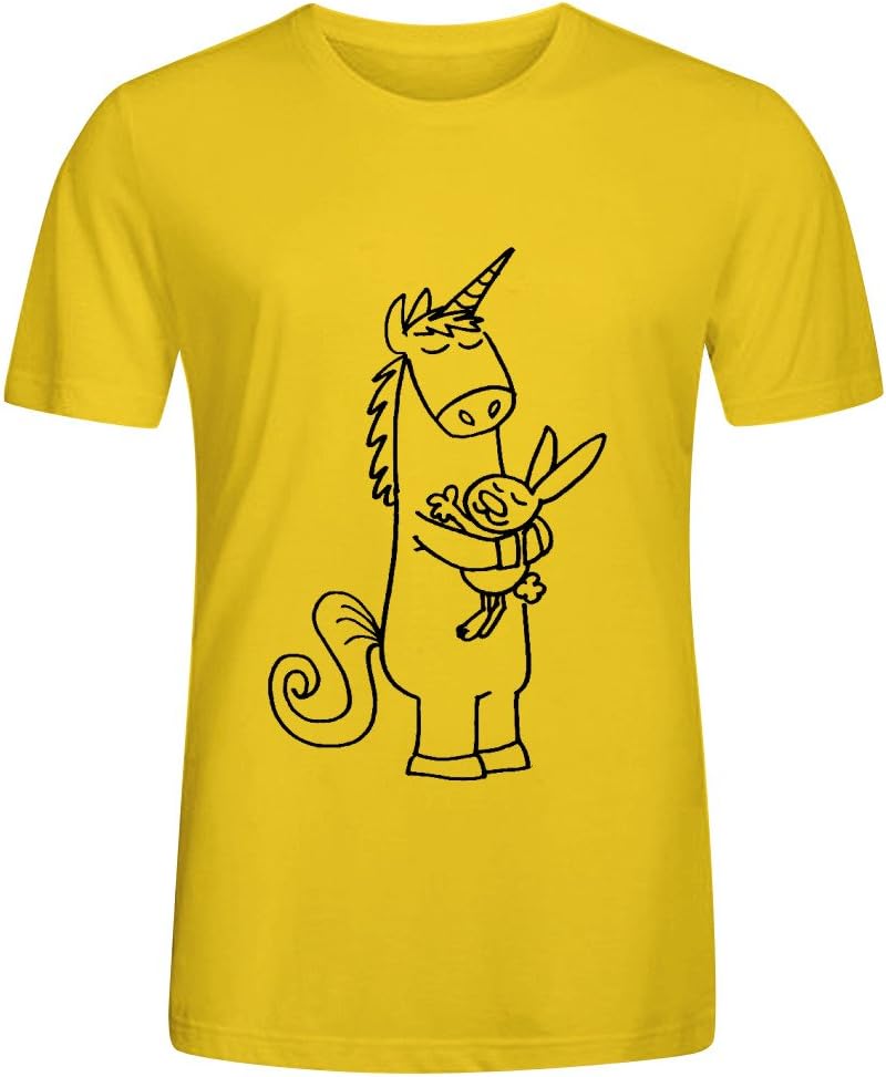 Bunny Unicorn Hug Men T Shirts Yellow