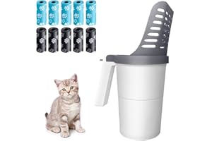 DVDGSC Cat Litter Scoop Integrated: Cat Poop Scooper with 150 Refill Bag - Kitty Litter Shovel with Litter Box with Holder - Cats Litter Scooper with Waste Container