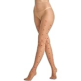 LABELLA 40D Heart Patterned Tights,Semi-Opaque Pantyhose With 3D Heart Design,Holds Shape Perfectly