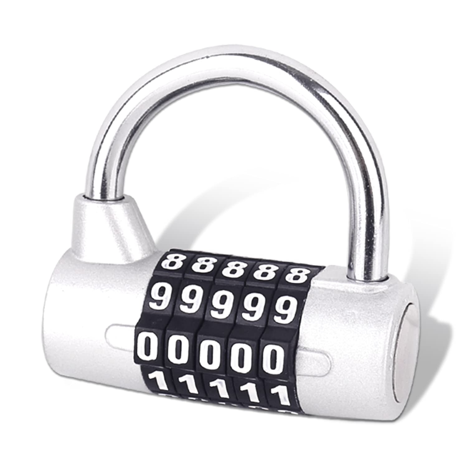 SISAV 5 Digit Combination Lock,Gym Padlock,Replaceable Combination Lock,Suitable for School Lockers,Tool Boxes,Fences,Silver(1 Pack) — image 1