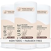 Curie Natural Deodorant for Women - Warm Vanilla - Aluminum Free, Clean, Sustainable, Vegan, Paraben Free (3pk)