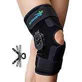Ortocare Hinged Knee Brace with Side Stabilizers & Locking Dial- Adjustable Knee Support for ACL Recovery, Meniscus Tear, Arthritis Pain Relief - Medical Immobilizer with Open Patella for Men & Women