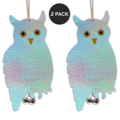 Reflective Owl Bird Deterrent To Scare Birds Away – Hanging Scare Tape Repellent w/ Bells - Scare Squirrels & Birds Away From Your Garden, Windows & Yard (2pk) Reflective Owl Bird Deterrent To Scare Birds Away – Hanging Scare Tape Repellent w/ Bells - Scare Squirrels & Birds Away From Your Garden, Windows & Yard (2pk)