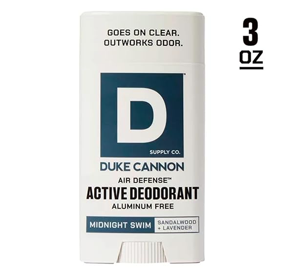 DUKE CANNON MIDNIGHT SWIM ALUMINUM-FREE DEODORANT FOR MEN – AIR DEFENSE, SANDALWOOD + LAVENDER SCENT, 3 OZ – LONG-LASTING, CLEAR GLIDE, SKIN-SOOTHING FORMULA