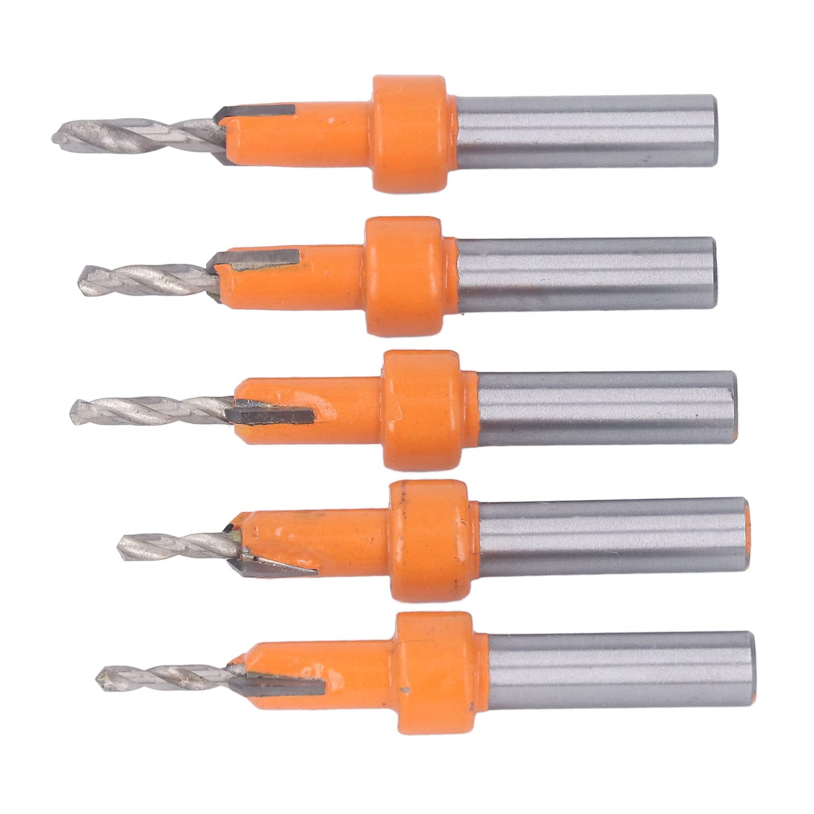 5 Set Carbide Tipped Tapered Countersink Bit Degree Countersink with Hex Wrench and Storage Box