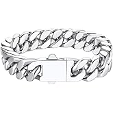 Richsteel 5/7/9/12mm Wide Miami Cuban Link Chain Bracelet for Men Women,Stainless Steel/Gold/Black Plated,7.4/8.2/9 Inch Length,Hip Hop Urban Street-wear Jewelry(Gift Wrapped)