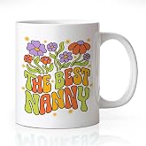 WHTYEFZ The Best Nanny 11 oz Retro Floral Ceramic Coffee Mug | Retro Floral Nanny Coffee Cup, Appreciation Retirement Gifts for Nanny Babysitter Childcare Provider Au Pair, Best Nanny Mug