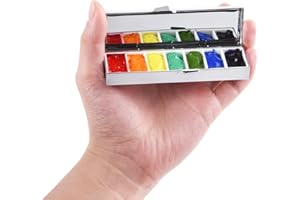 QIANSHAN 7 Wells Metallic Paint Storage Palette Box,Mini Travel Paint Palette Box for Watercolor Painting, Acrylic and Oil Painting Paint Saver with Lid and Mixing Tray