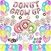 CNsoyee Donut Grow Up Party Decoration Kit, Donut Party Supply with Tattoo Sticker Banner Latex Foil Confetti Balloon Swirl Cake Topper Happy Birthday Garland