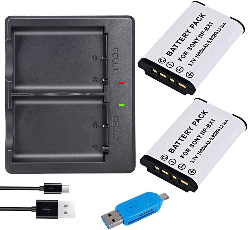 CITYORK NP-BX1 Replacement Battery (2-Pack) and Dual LCD Charger for Sony NP-BX1/M8, Cyber-Shot DSC-HX80, HX90V, HX95, HX99