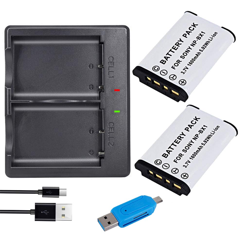 CITYORK NP-BX1 Replacement Battery (2-Pack) and Dual LCD Charger for Sony NP-BX1/M8, Cyber-Shot DSC-HX80, HX90V, HX95, HX99, HX350, RX1, RX1R II, RX100 (II/III/IV/V/VA/VI) and More