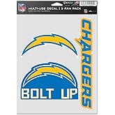 NFL Los Angeles Chargers Decal Multi Use Fan 3 Pack, Team Colors, One Size