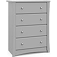 Storkcraft Crescent 4 Drawer Chest (Pebble Gray) – GREENGUARD Gold Certified, Easy-to-Match Chest of Drawers for Nursery and Kids Bedroom, Dresser Organizer for Children’s Bedroom