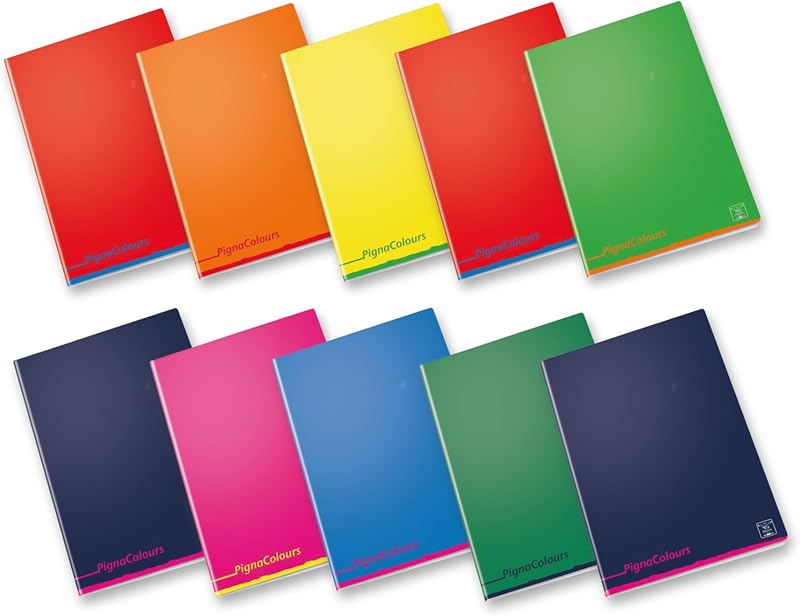 , Maxi Cores, A4 21x29,7 cm, 80 g/m², Capa de cartão revestido de um lado, Folhas de grelha com margens para elementar, Cores variadas, 10