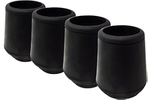 SoftTouch 4 Pack Non-Slip Round Rubber Leg Tip Protectors – 3/4" Inner Diameter for Chairs, Stools & Tables on Hardwood, Laminate, Tile & Vinyl - Reduce Noise & Prevent Scratches – Black