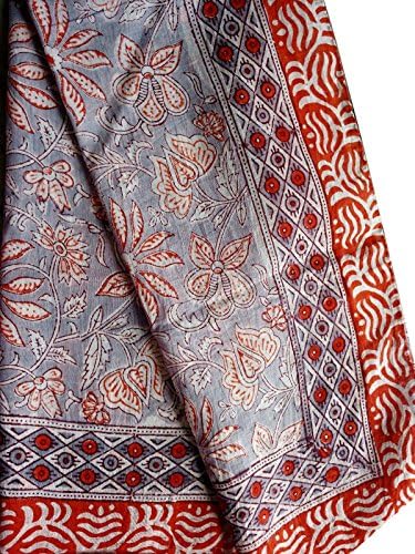 CRAFT PLACE Indian Summer Sarong Beach Hand Block Pareo Cotton Floral Dress Wear/Dupatta / Muffler/Stole / Scarf/Neck Wrap/Beach Towel Swimsuit/Wrap Bikini Swimwear Cover Up By AA-189