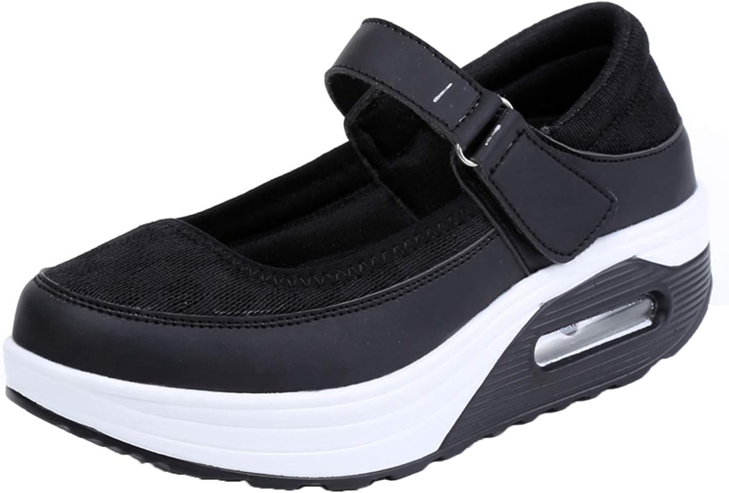 Zomine Women's PU Mesh Strap Platform Shoes Shape Ups Height-Increasing Fitness Walking Shoes Ladies Trainers