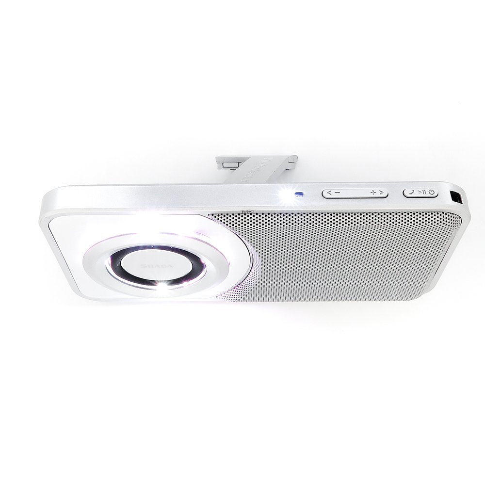 SHABA Ultra Slim Pocket Portable Bluetooth Speaker with Phone Stand, LED Light, TF Card, FM Radio, Speakerphone, Recorder (Sliver)