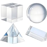 QFkris 4 Pack K9 Optical Crystal Photography Prism Set for Teaching | Photography Accessory, Include 50mm Crystal Ball, Crystal Cube, Triangular Prism, Optical Pyramid