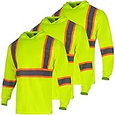 Drizomo High Visibility Safety Shirts for Men with Hood Reflective Long Sleeve Shirt ASIN Class 3 Hi Vis Construction T Shirt