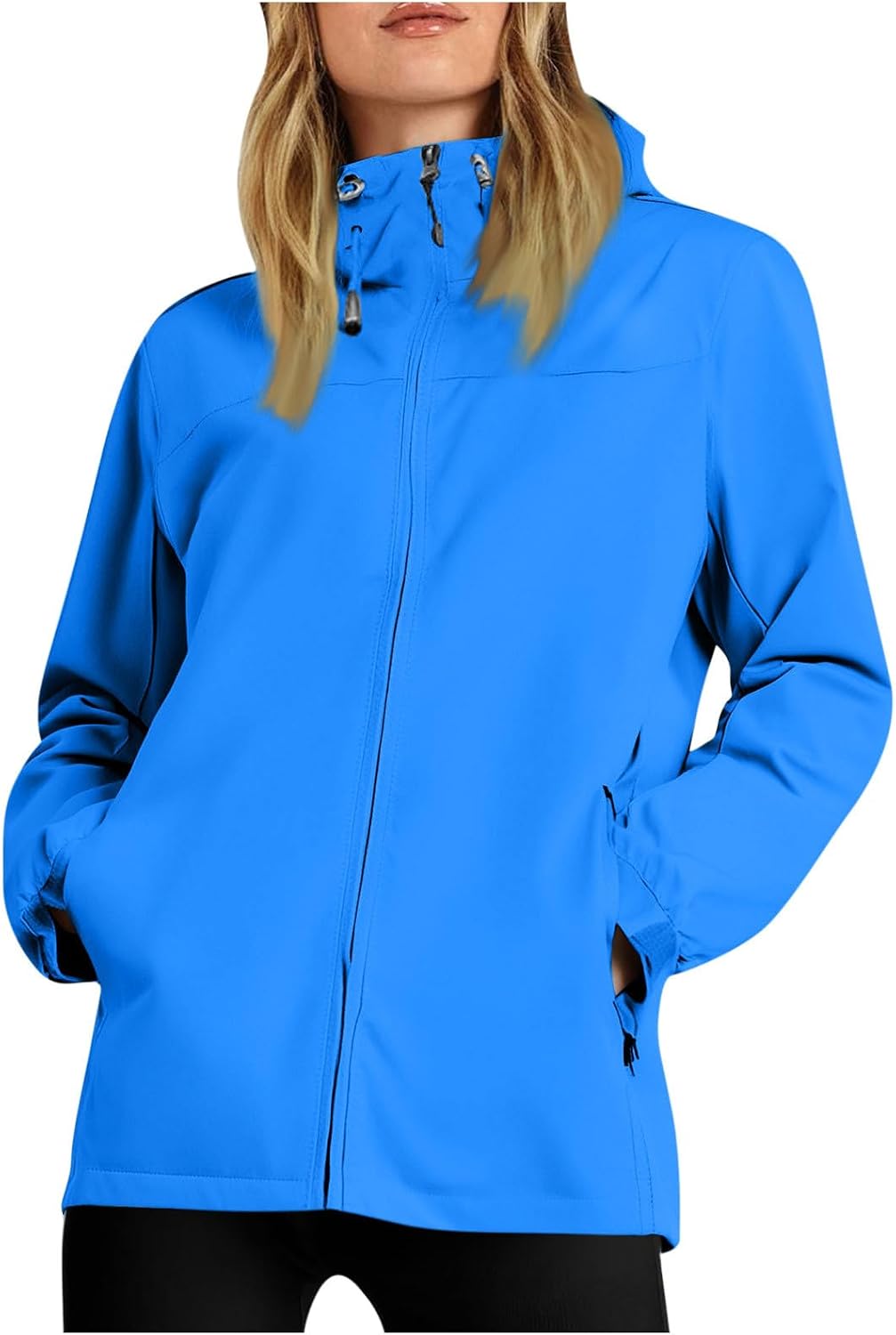 Plus Size Rain Jacket Women Waterproof Hooded Raincoats Travel Hiking Rain Coat Packable Windbreaker with Pockets