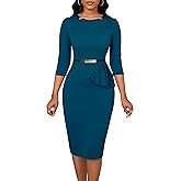 Business Casual Dress for Women Elegance Church Dresses Midi Bodycon Pencil Dress Office Modest Work Suiting Outfits