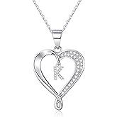 Infinity Heart Necklaces for Women, S925 Sterling Silver Initial Necklace Womens Jewelry Mothers Day Gifts Girls Valentines Gifts for Her Christmas Birthday Gifts for Women Mom Wife Girlfriend