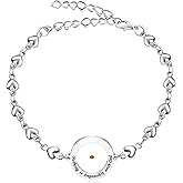 Oneress Nothing Is Impossible Bracelet Stainless Steel Love Heart Link Chain Bracelet With Real Mustard Seed, Inspirational Christian Faith Gift for Women