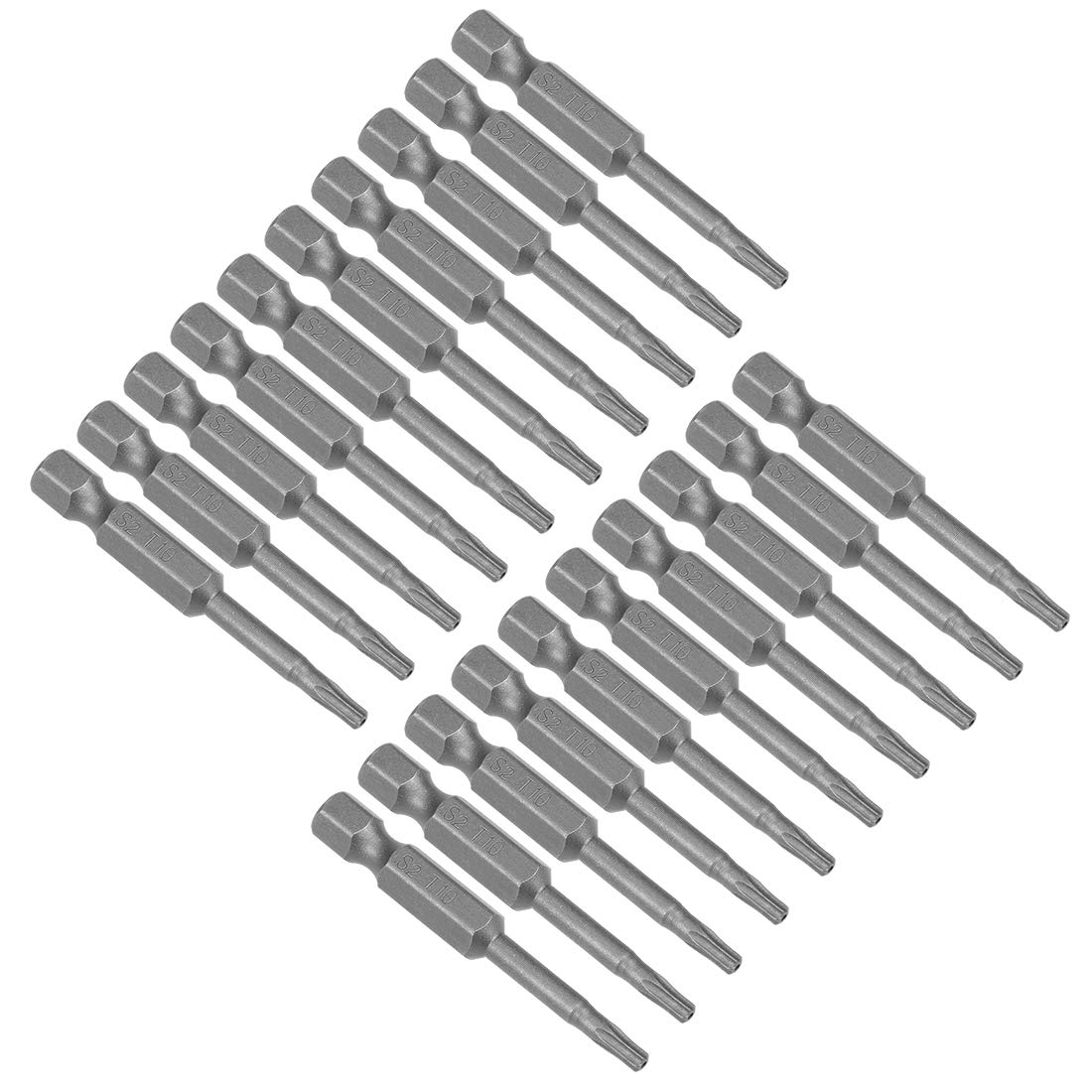 sourcing map 20 Pcs T10 Magnetic Torx Screwdriver Bits, 1/4 Inch Hex Shank 2-inch Length S2 Security Tamper Proof Screw Driver Kit Tools
