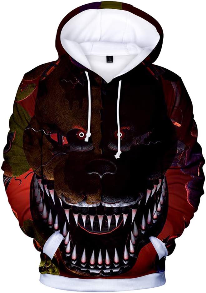 3D FNAF Five Nights at Freddy's Hoodie Comic Print Drawstring Pullover Sweartshirt for Kids Girl Boy Adult