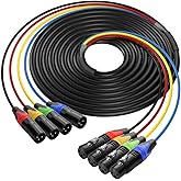 CERRXIAN 16.4ft 4 Channel XLR Snake Cables, Professional 4 Colored XLR Male to Female Recording Snake Cable, Noise Free and L