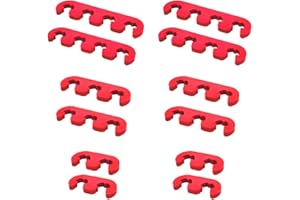 BWBWND 12PCS Spark Plug Wire Separator, 7mm 8mm 8.5mm 8.8mm Car Engine Spark Plug Wire Loom, 2/3/4 Holes Separator Holder Replacement for Vehicle Ignition Wires, Car Accessories (Red)