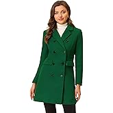 Allegra K Women's Winter Coat Elegant Notched Lapel Double Breasted Trench Coat