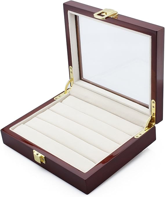 HAWSON Wooden Cufflinks Display Case Luxuey Tie Clip Storage Box Ring