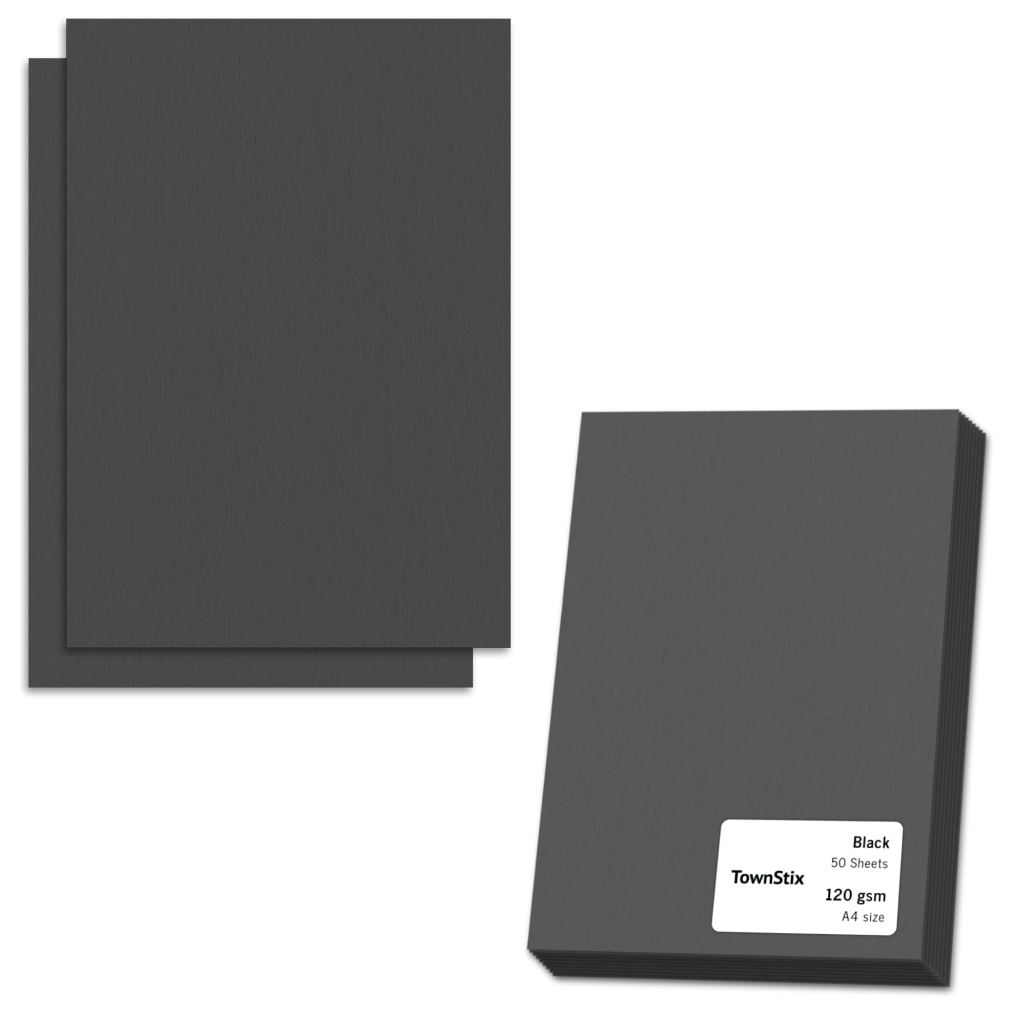 50 Sheets, 120gsm - A4 Black Paper Card for Art and Crafts