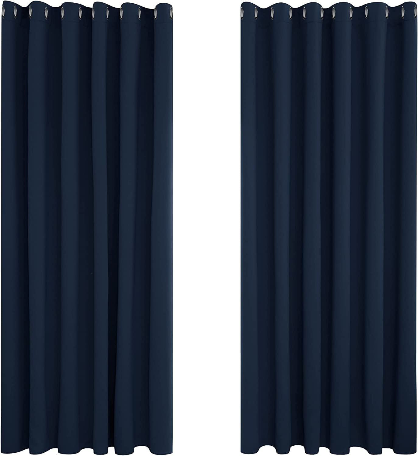 Deconovo Blackout Curtains Bedroom Super Soft Thermal Insulated Curtains Blackout Eyelet Blackout Curtains for Living Room 66 x 84 Inch Navy Blue 2 Panels