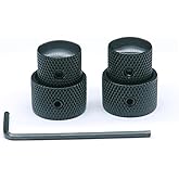 harpfeas 2PCS Guitar Dual Concentric Stacked Control Knobs Sets Metal with Wrench Replacement for Electric Guitar Bass (Black)
