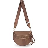 Pure Colour Crossbody Bag Bum Bag for Women,Spacious Purse Fanny Packs Belt Bag,Oversized Bum Bag (Colour Bum Bag-Coffee)