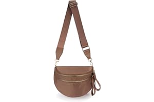 MEISEY Pure Colour Crossbody Bag Bum Bag for Women,Spacious Purse Fanny Packs Belt Bag,Oversized Bum Bag (Colour Bum Bag-Coffee)