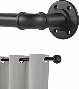 ZUOFENG Black Curtain Pole 122-218cm Eyelet Rod Industrial 2cm Ø view 1