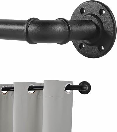 ZUOFENG Black Curtain Pole 122-218cm Eyelet Rod Industrial 2cm Ø