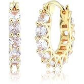 RIZILIA 18K Gold Plated Hoop Earrings for Women, Round Cut CZ Multi Gemstone Colorful Hoop Earrings, Trendy Jewelry Gift for Women, 20mm