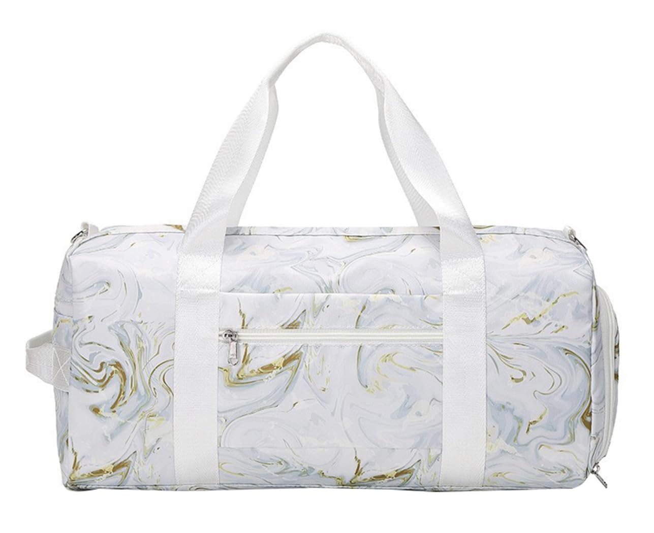 SellerFun Teens Women Travel Bag Girls Gym Duffle Bag Sports Ballet Bag with Shoe Compartment(White Marble Pattern,23 Liters)
