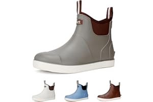 DSCORYAR Mens Deck Boots, Waterproof Rain Boots Ankle Rubber Boots Outdoor Sailing Fishing Booties Lightweight Garden Boots High Traction Water Shoes for Working Boating Camping Sailing