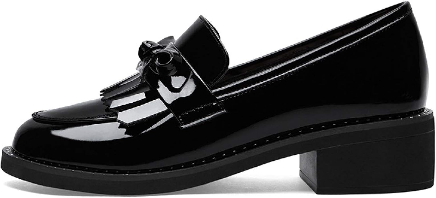 Btrada Uniform Dress Shoes for Women, Wedding Walking Patent Leather Loafers