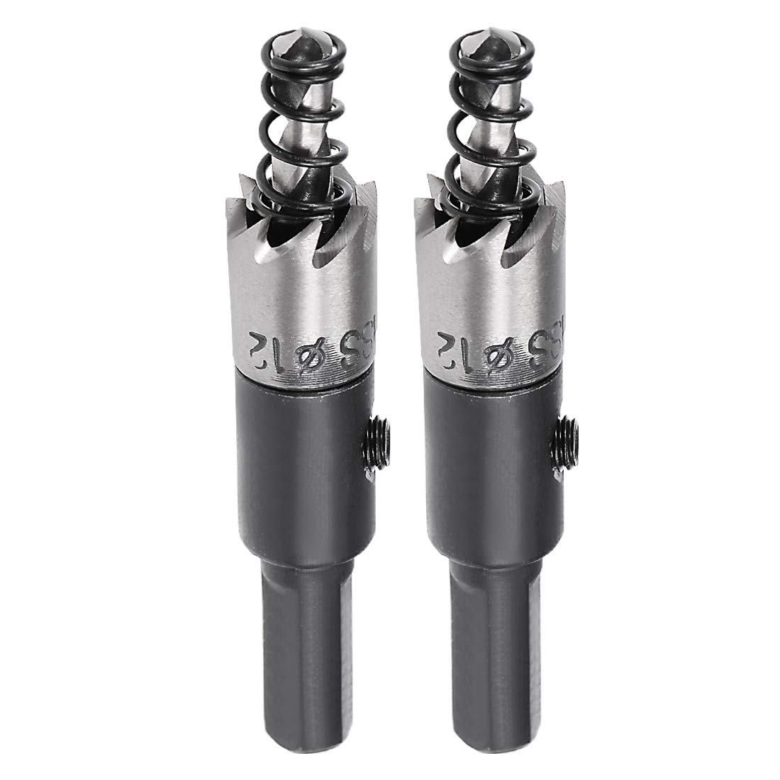 sourcingmap 2 Pcs 12mm High Speed Steel HSS Drill Bit Hole Saw Cutter for Metal Alloy Wood