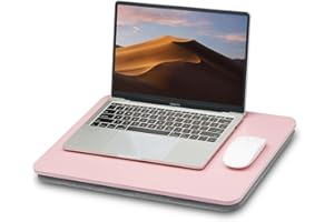 ZEAPTAC Portable Lap Laptop Desk with Pillow Cushion, Fits up to 15.6 inch Laptop, Lap Stand for Bed & Couch & Carpet, Book Tablet/Drawing Board/Computer Laptop Stand - Pink