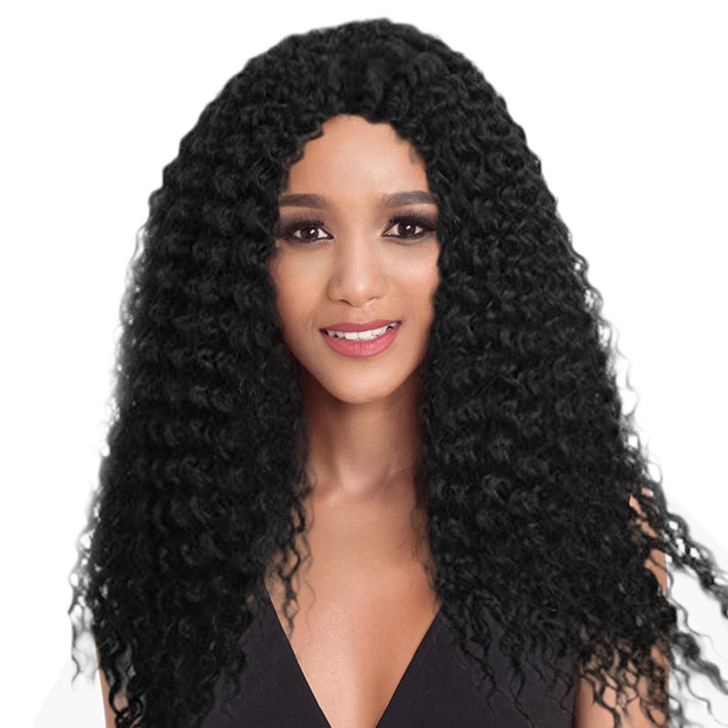 Inkach Black Curly Wigs For Women Long Wavy Fluffy Full Wig